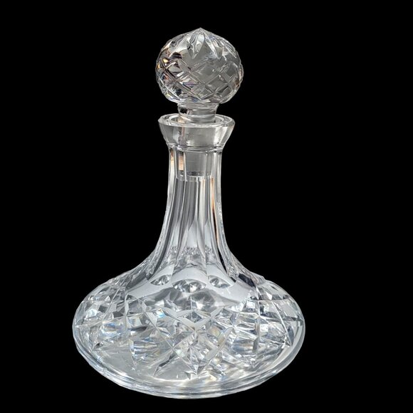 VINTAGE WATERFORD CRYSTAL LISMORE SHIPS DECANTER SHORT 8" Tall ☘️Made In Ireland - Picture 1 of 9
